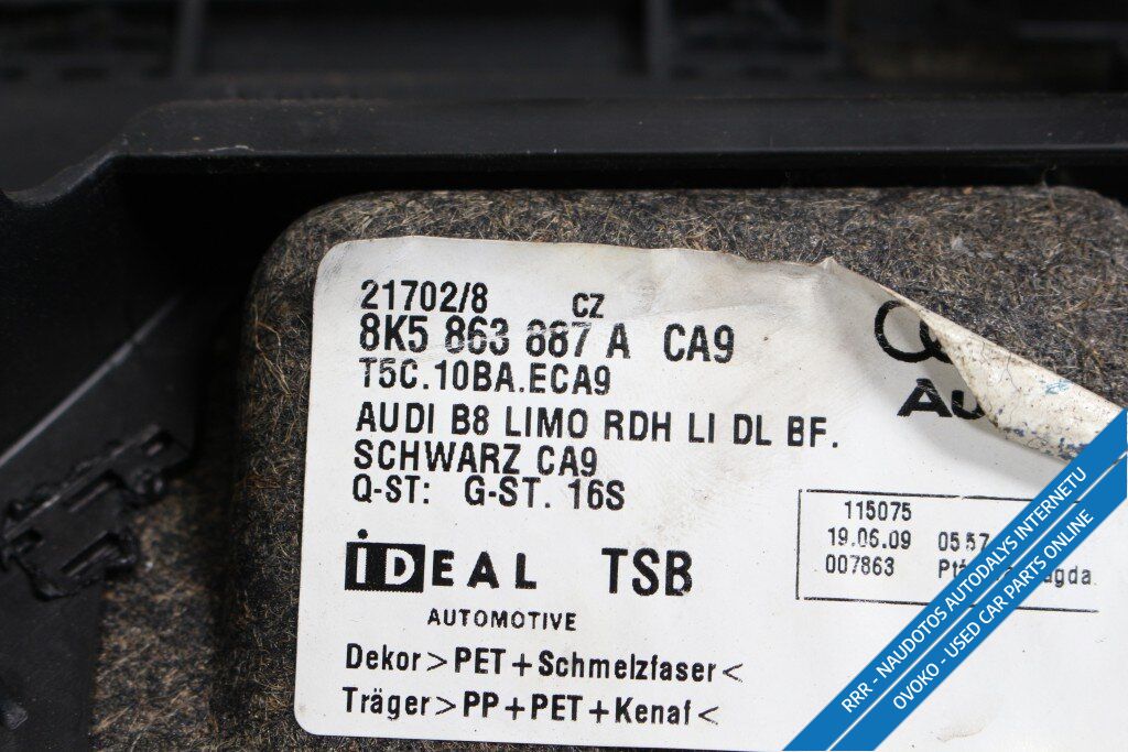 Audi A4 S4 B8 8K Kita bagažinės apdailos detalė 8K5863887A