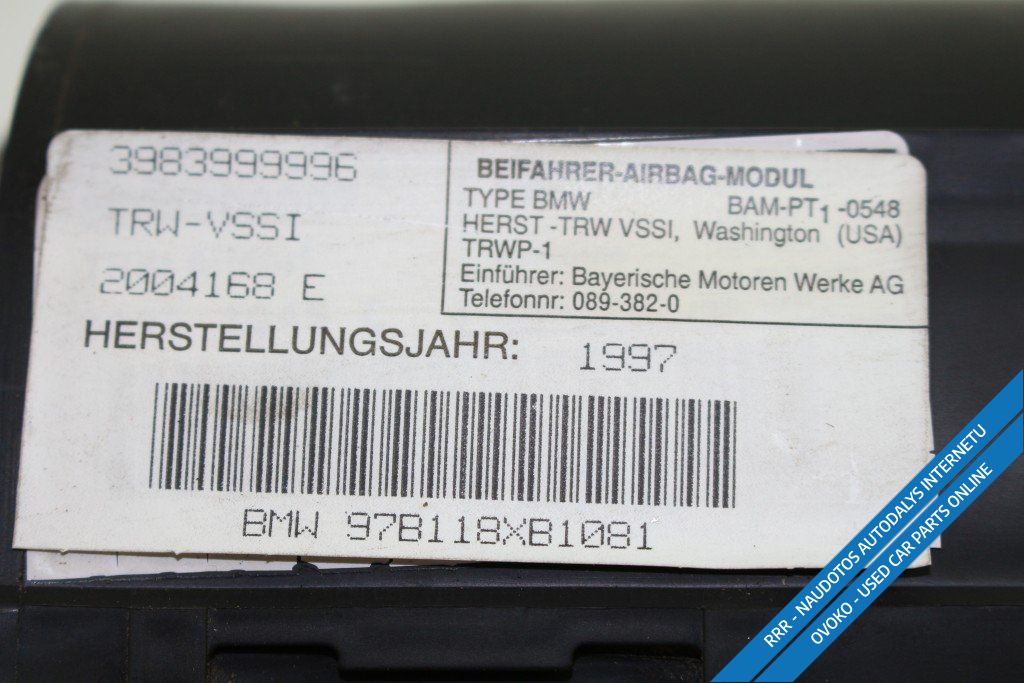 BMW Z3 E36 Keleivio oro pagalvė 3983999996